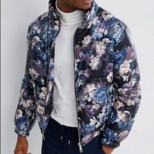 boohooMAN floral puffer jacket